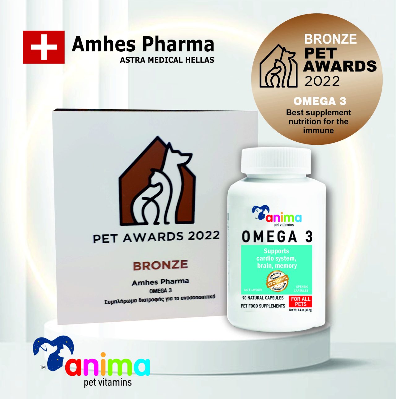 OMEGA3 ANIMA award - ANTIOXIDANT 380mg / 90 CAPS ANTΙ AGING.DETOX.CELL STRESS - Amhes Pharma