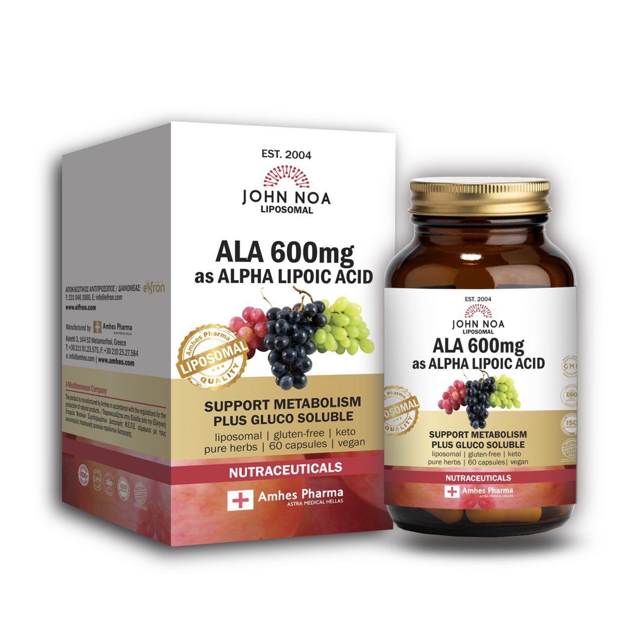 John Noa Alpha Lipoic Acid  Amhes - Ελληνική εταιρία φυσικών συμπληρωμάτων διατροφής Προϊόν 001