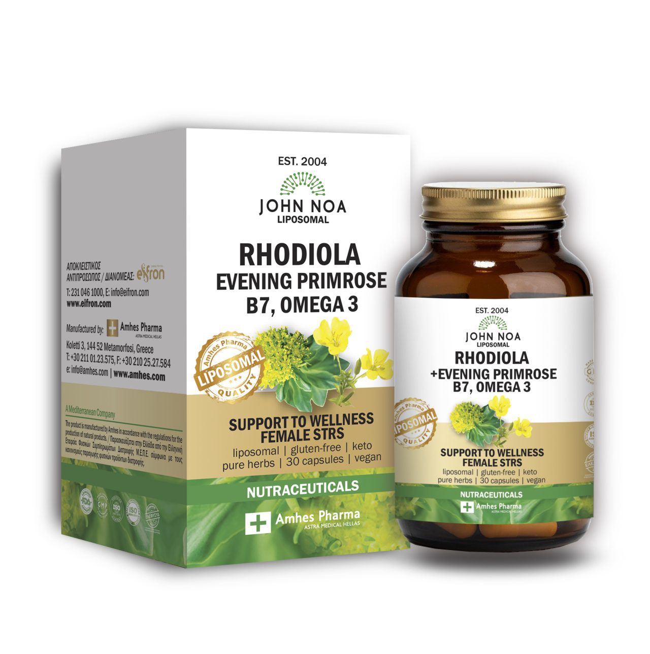 John Noa Rhodiola EveningPrimrose  Amhes - Ελληνική εταιρία φυσικών συμπληρωμάτων διατροφής Προϊόν 001