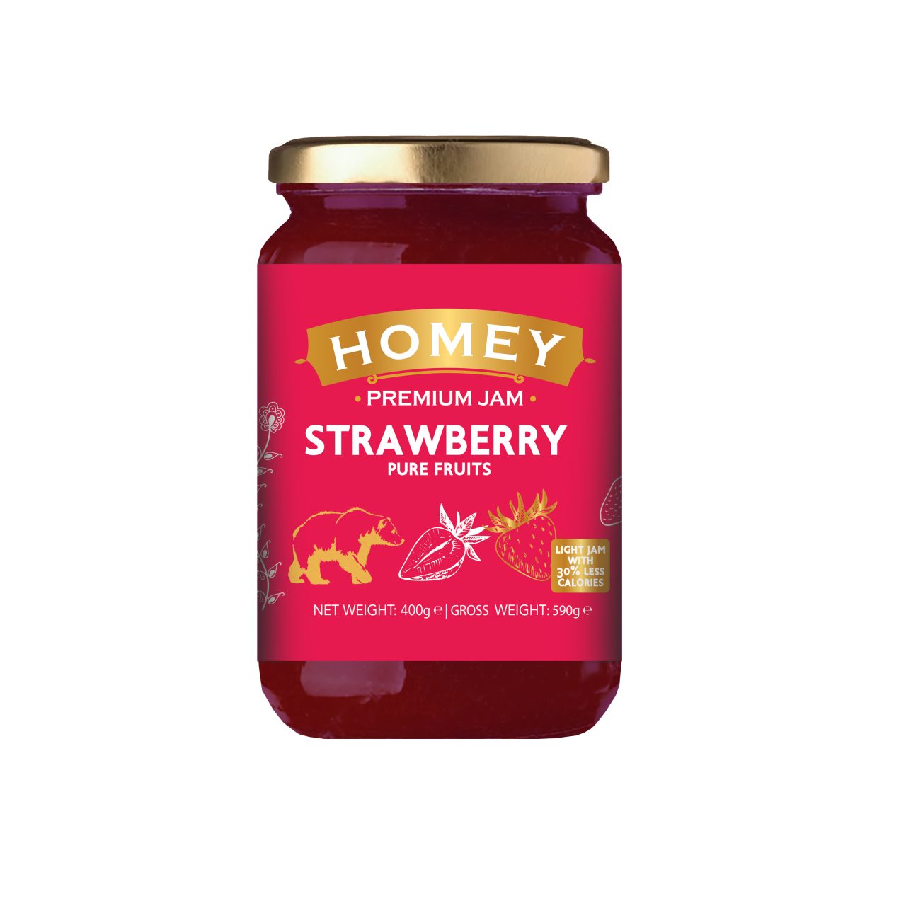 HOMEY Marmelade Strawberry - Amhes Pharma - Εργοστάσιο Φυσικών Συμπληρωμάτων Διατροφής