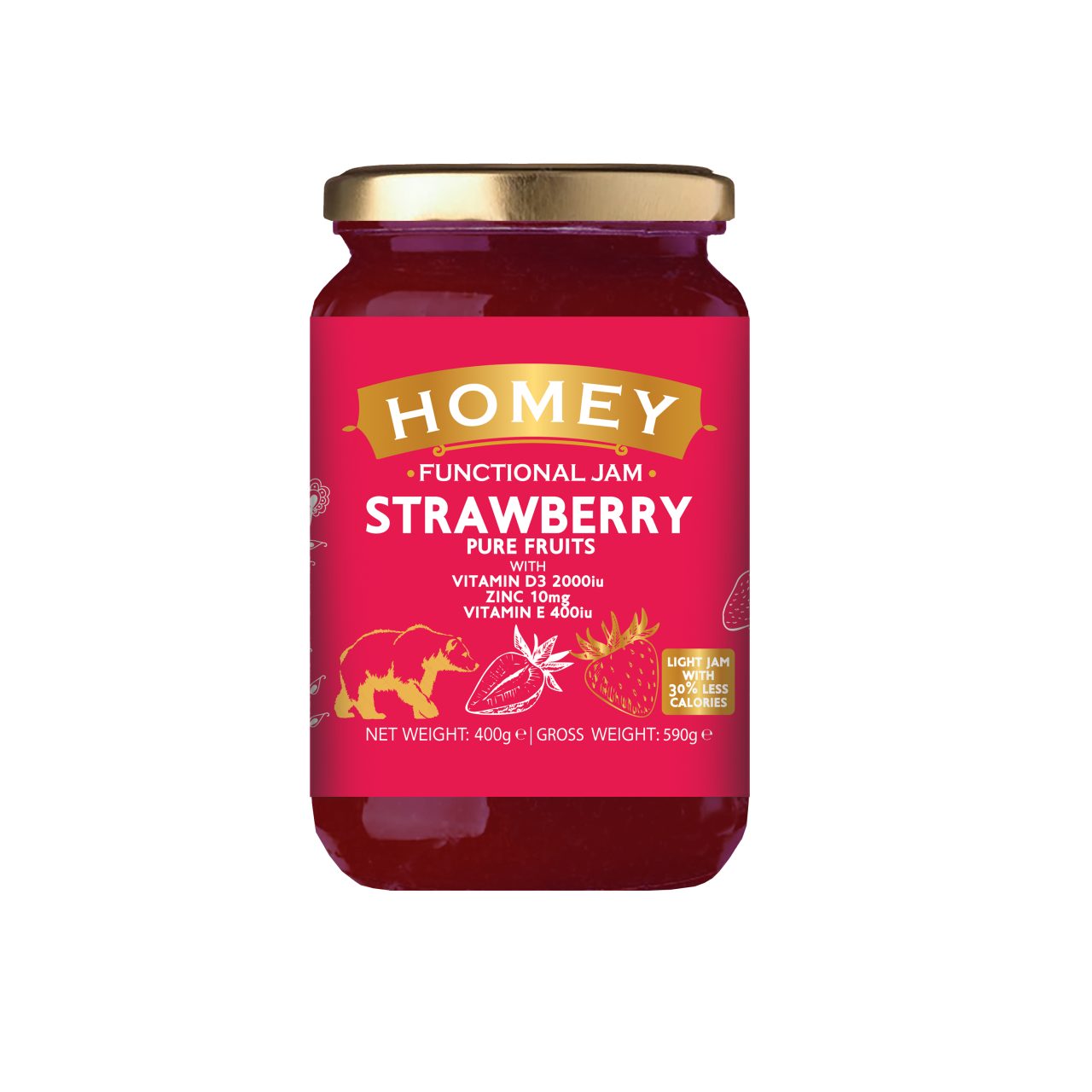 HOMEY Marmelade Strawberry Vitamins - Amhes Pharma - Φυσικά Συμπληρώματα Διατροφής