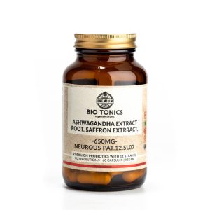 ASHWAGANDHA EXTRACT. SAFFRON EXTRACT 650mg / 60 VEGAN CAPS NEUROUS PAT. 13.SLO8