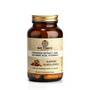 CINNAMON EXTRACT + ZINC/VIT C/VIT E - GLUCO LEVELS / 90 VEGAN CAPS