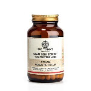 GRAPE SEED EXTRACT 95% POLYPHENOLS 120mg / 90 VEGAN CAPS - HERBAL PAT.40.SL34